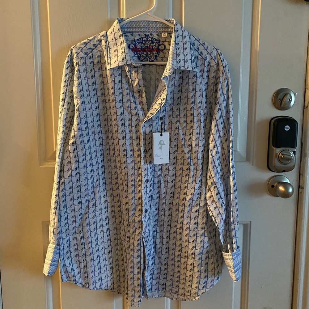 Men’s long sleeve button down Robert Graham shirt. Size XL, brand new.